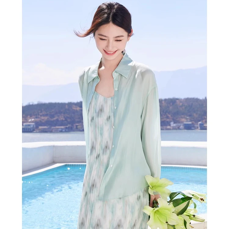 【丽公主】2042衬衫 香影衬衫外套女薄款年夏季新款长袖衬衣后背
