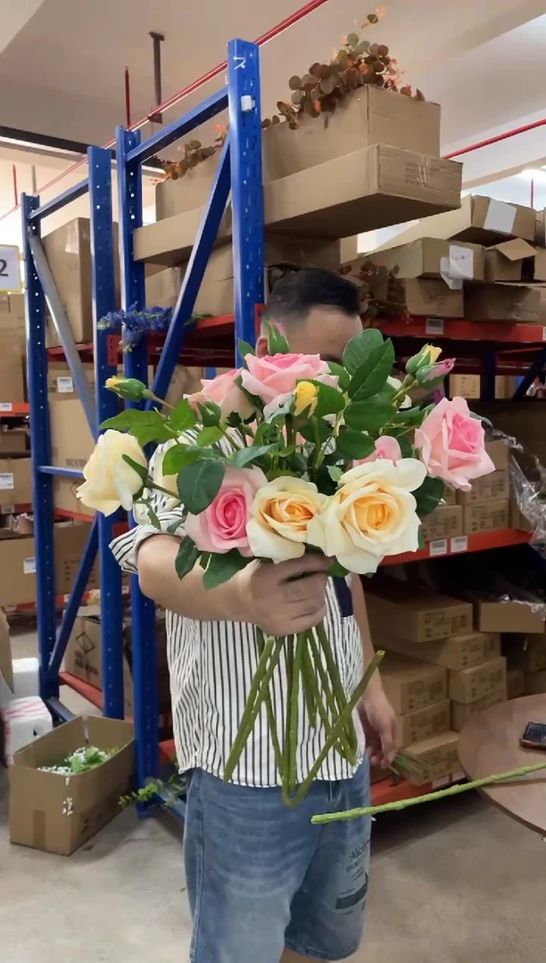 仿真花圆多尔玫瑰3香槟3粉