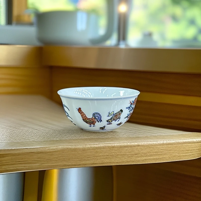 B17【人间瓷画】熊文波鸡缸杯