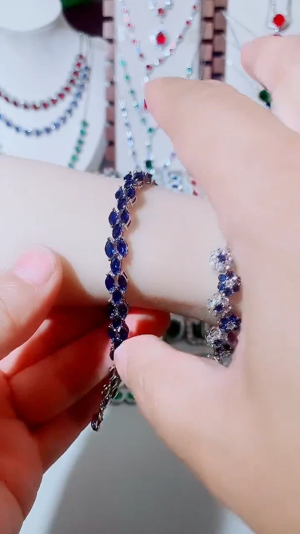 手链蓝宝石未镶嵌蓝宝石双排手链