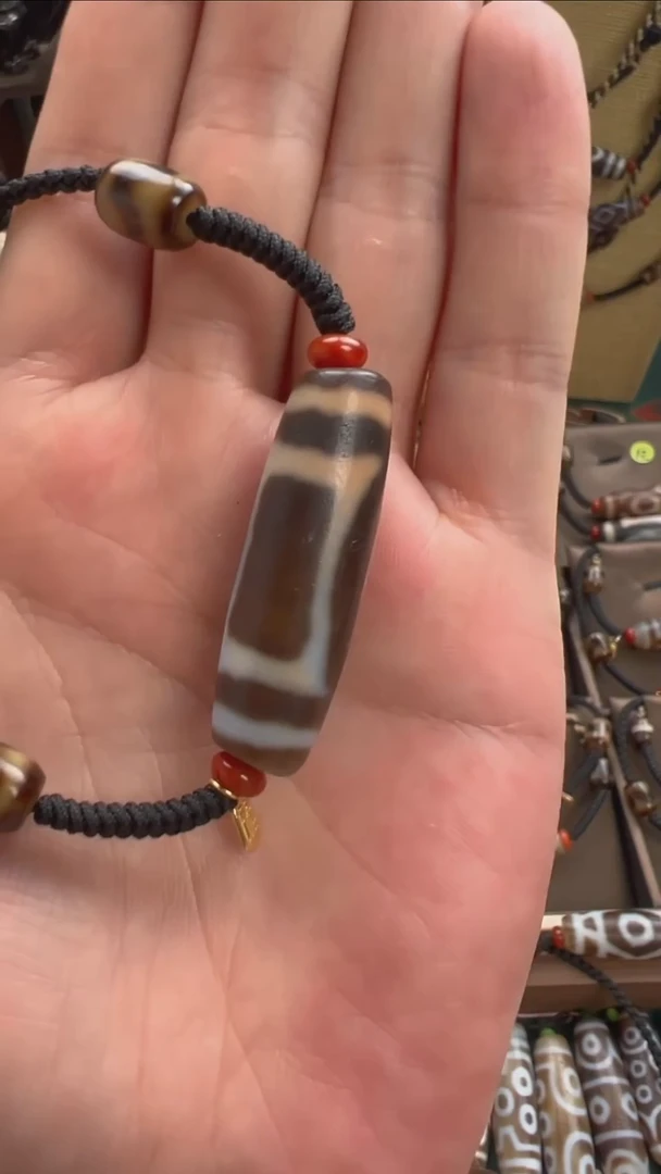 玛瑙/玉髓颈饰未镶嵌小卢三彩全手工玛瑙天珠