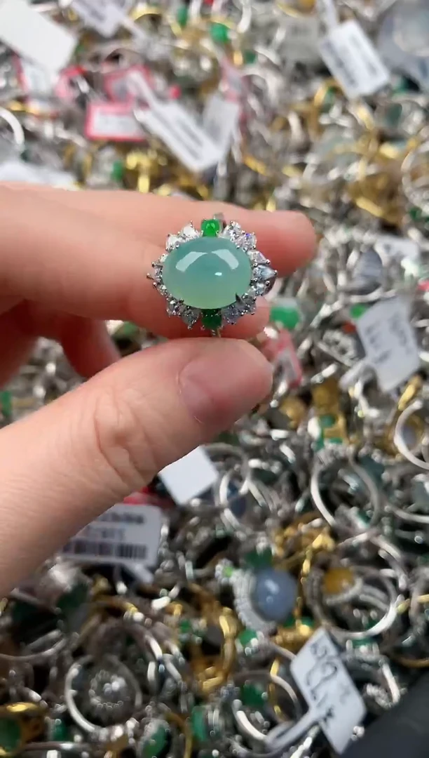 银S925镶嵌戒指翡翠666                 8