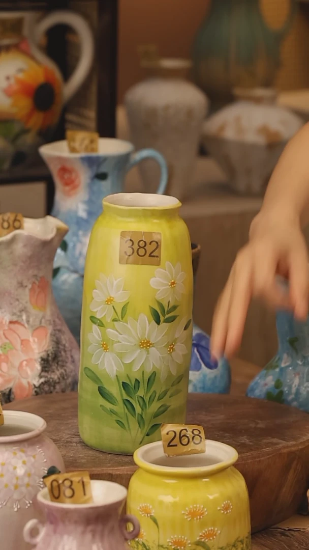 陶瓷382景德镇设计师手作花器摆件侘寂风