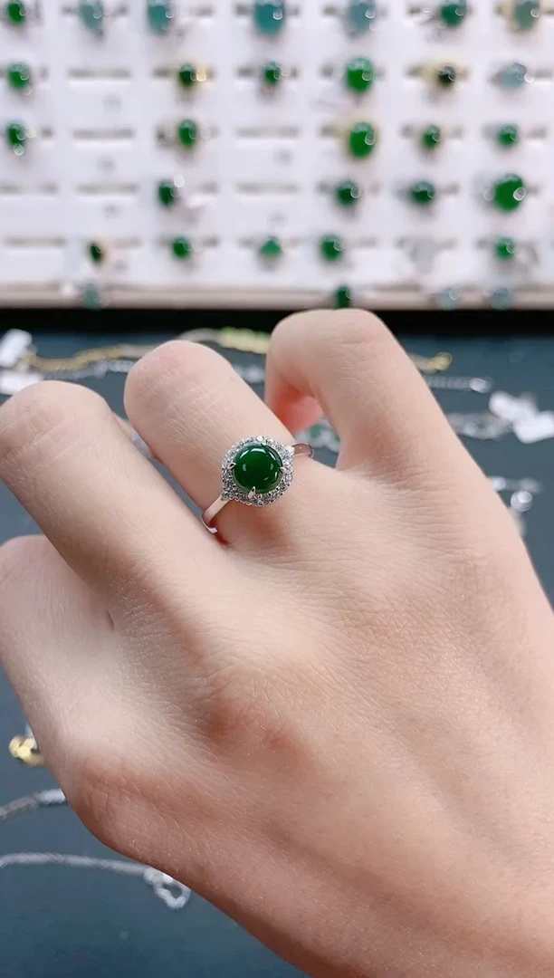 【闪购商品】翡翠戒指银S925镶嵌天然翡翠