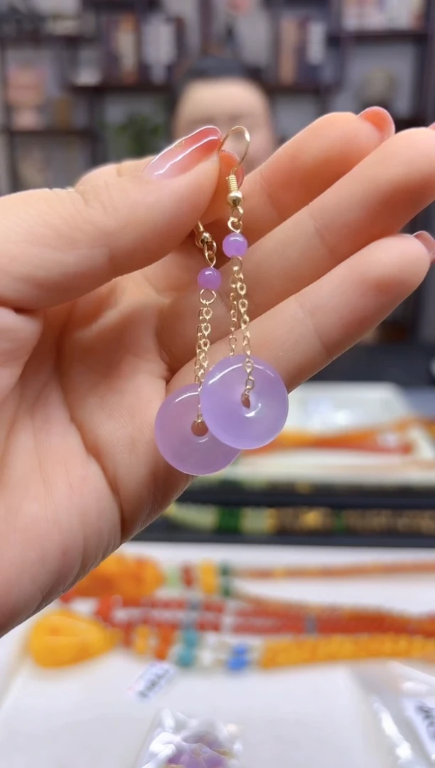 【闪购商品】翡翠耳饰14K金镶嵌耳坠E724