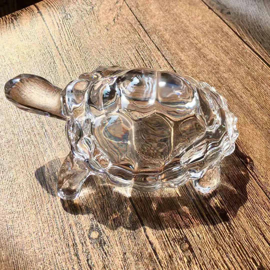 晶甲水晶乌龟摆件客厅书房桌面装饰送礼物透明时尚创意摆放