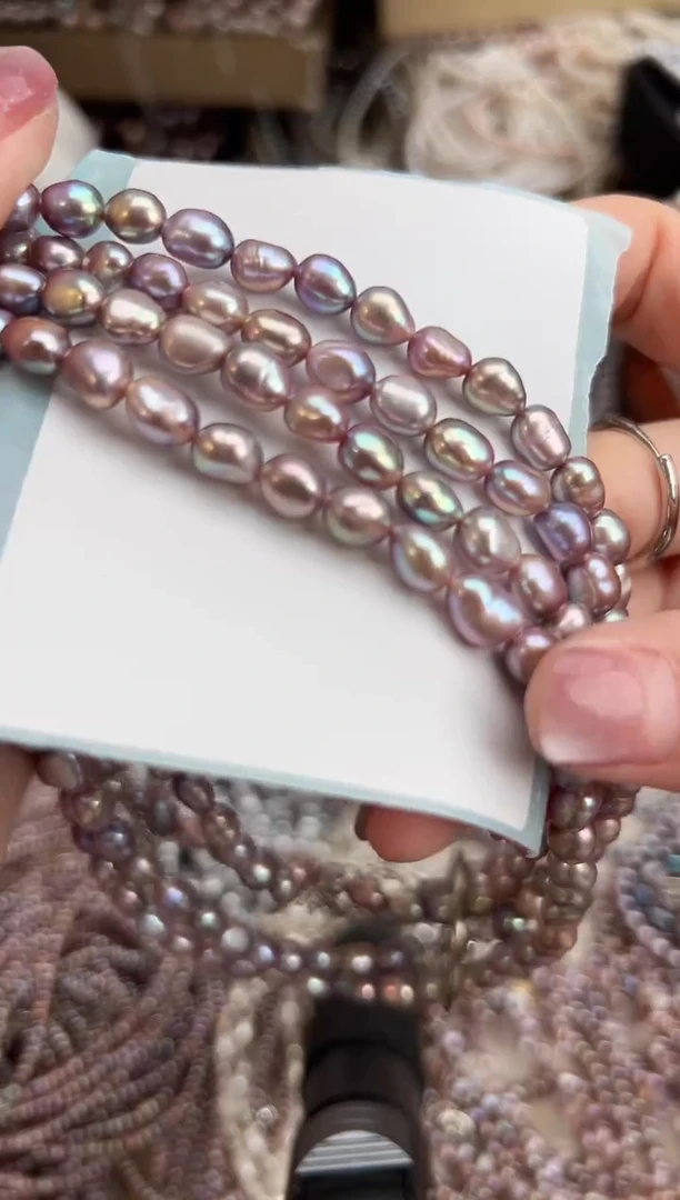 未镶嵌6淡水珍珠无核*强光紫色多样性发一7-8mm多样性发一