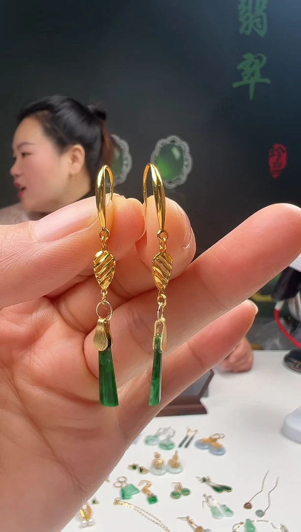 银S925镶嵌翡翠耳饰001