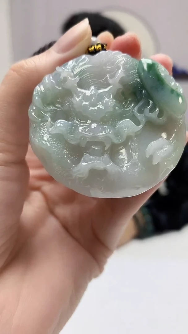 【闪购商品】定制翡翠未镶嵌4969zm-毛货挂件龙牌25