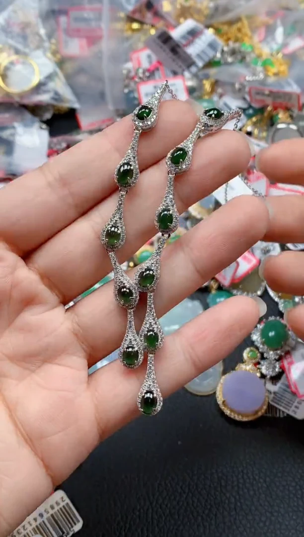 银S925镶嵌戒指翡翠天然A货缅甸翡翠