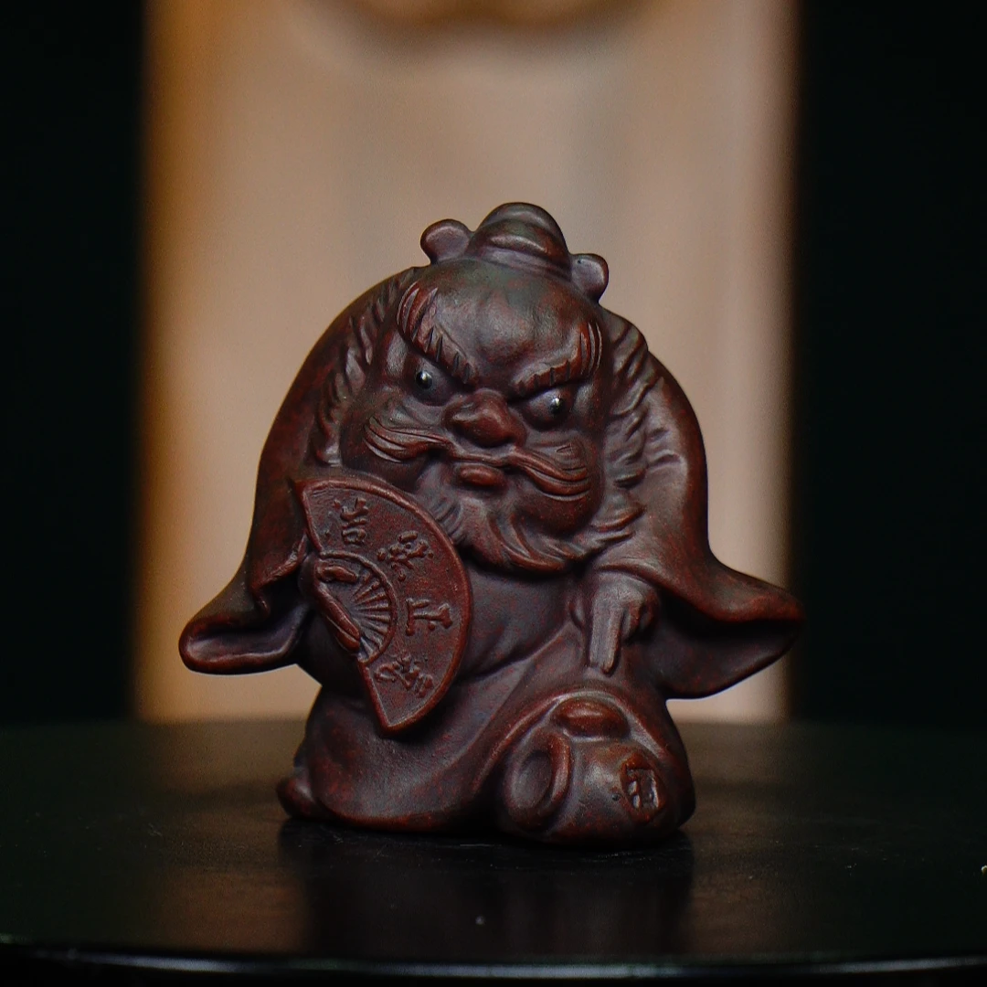 紫 钟馗带扇 宜兴紫砂