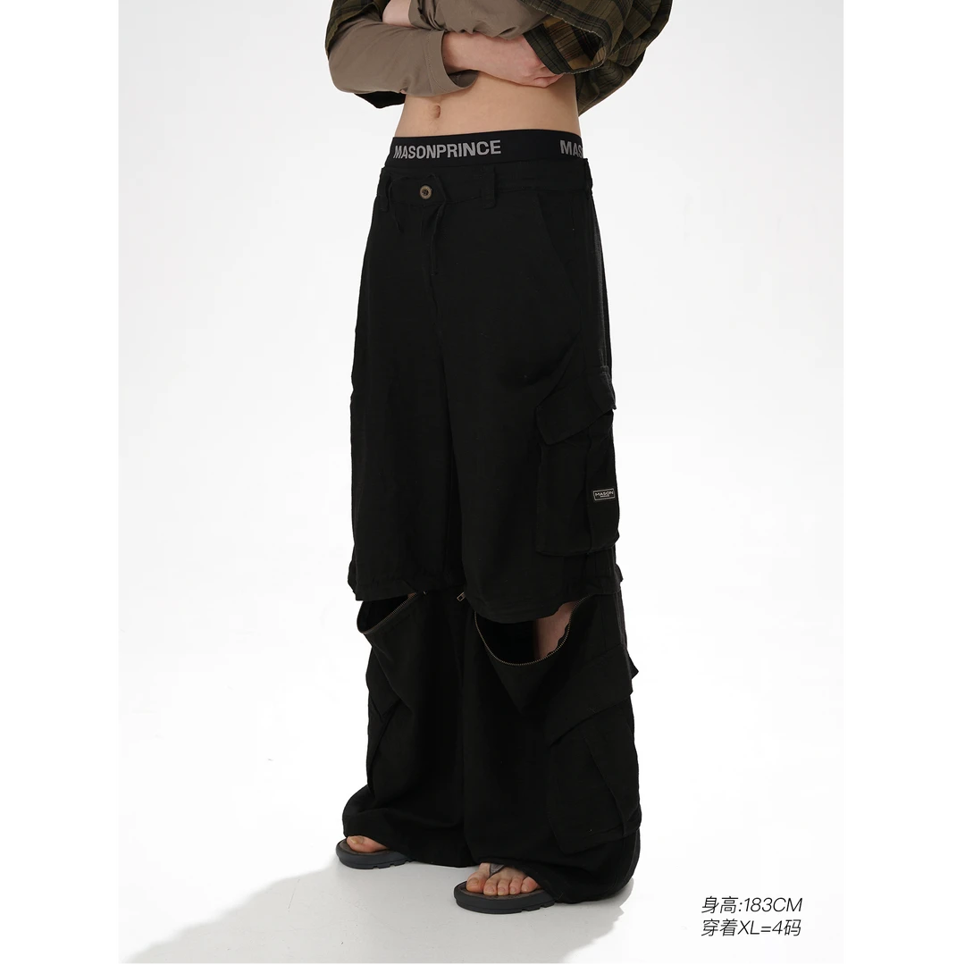 【早春新品】MASONPRINCE*散热棉麻 可拆卸实用主义两穿工装长裤