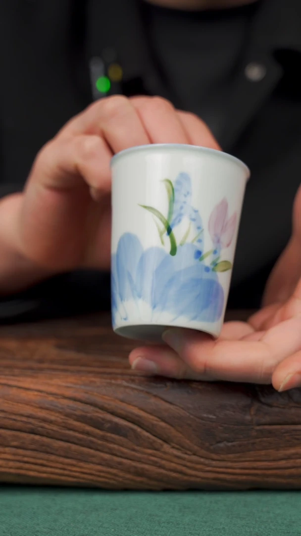 瓷片18寻一缕瓷香杯釉下手工手绘瓷器