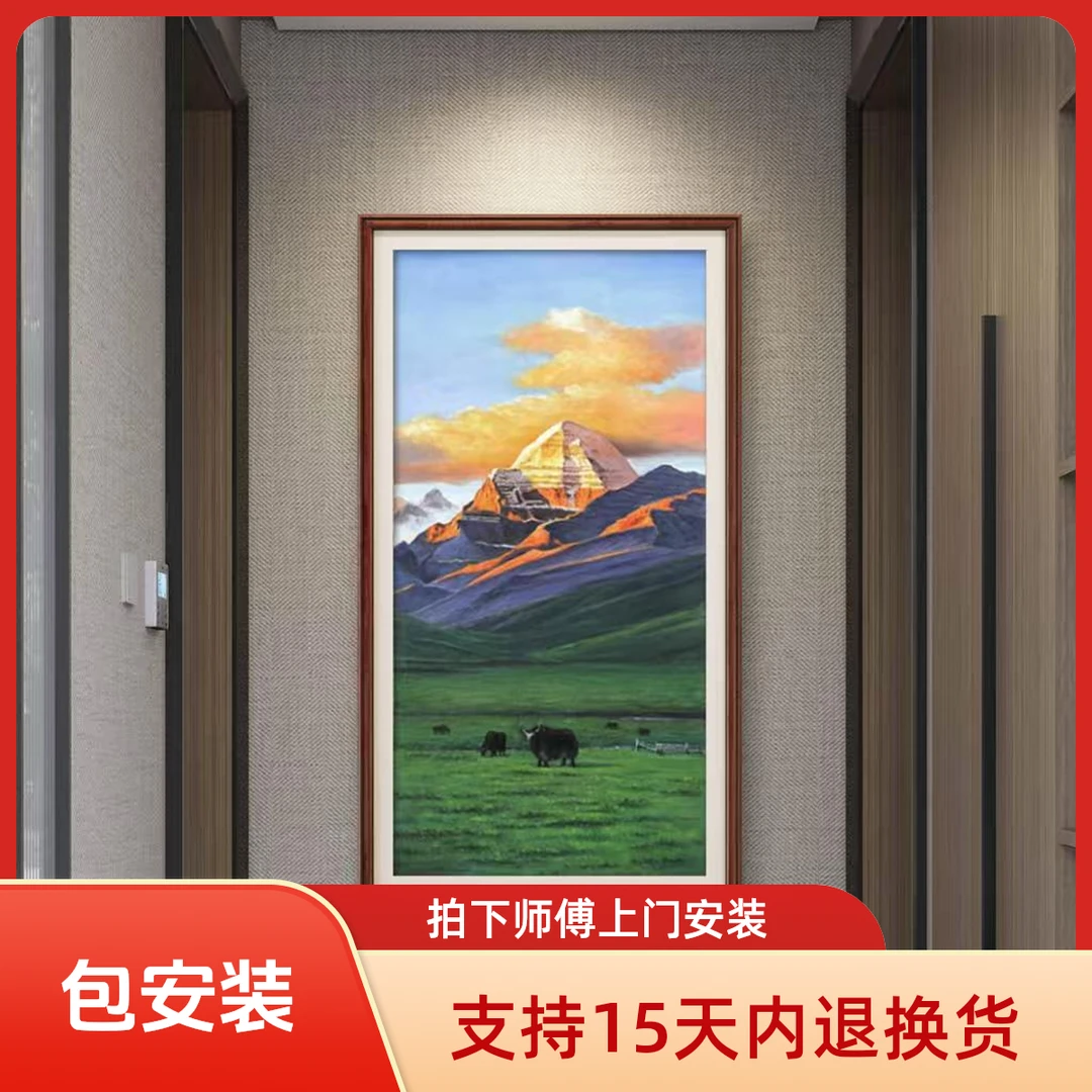 冈仁波齐日照金山原创油画肌理的版画客厅办公艺术装饰画玄关挂画