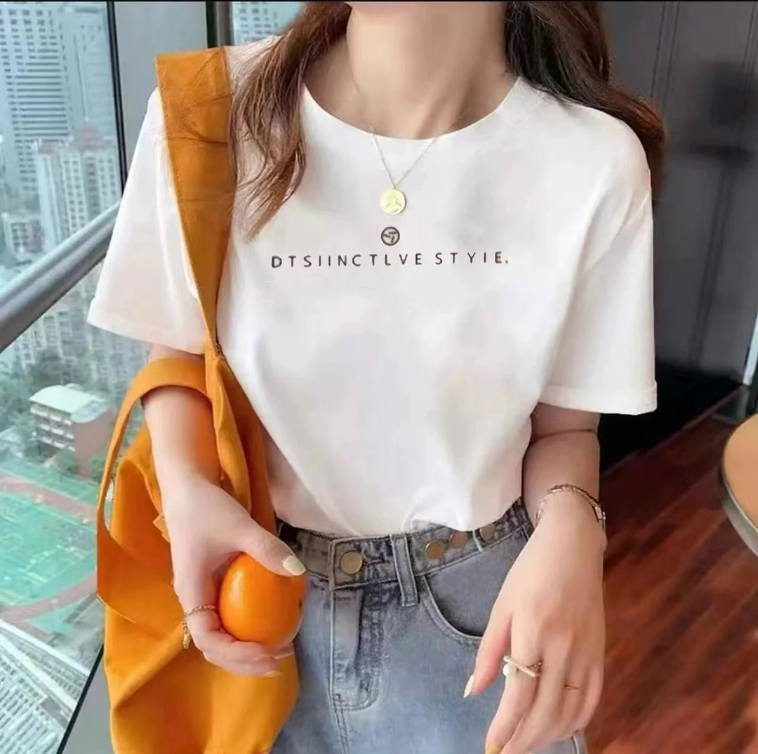 夏季时尚宽松印花潮流春夏卡通圆领设计感短袖-DTS字母