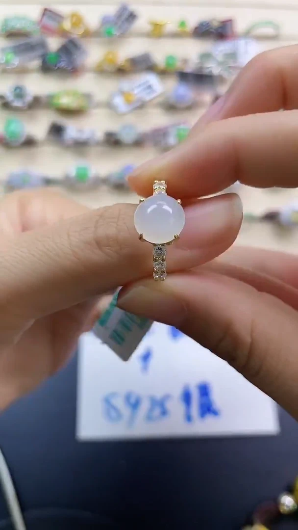 银S925镶嵌戒指翡翠翡翠 蛋面 银S925镶嵌