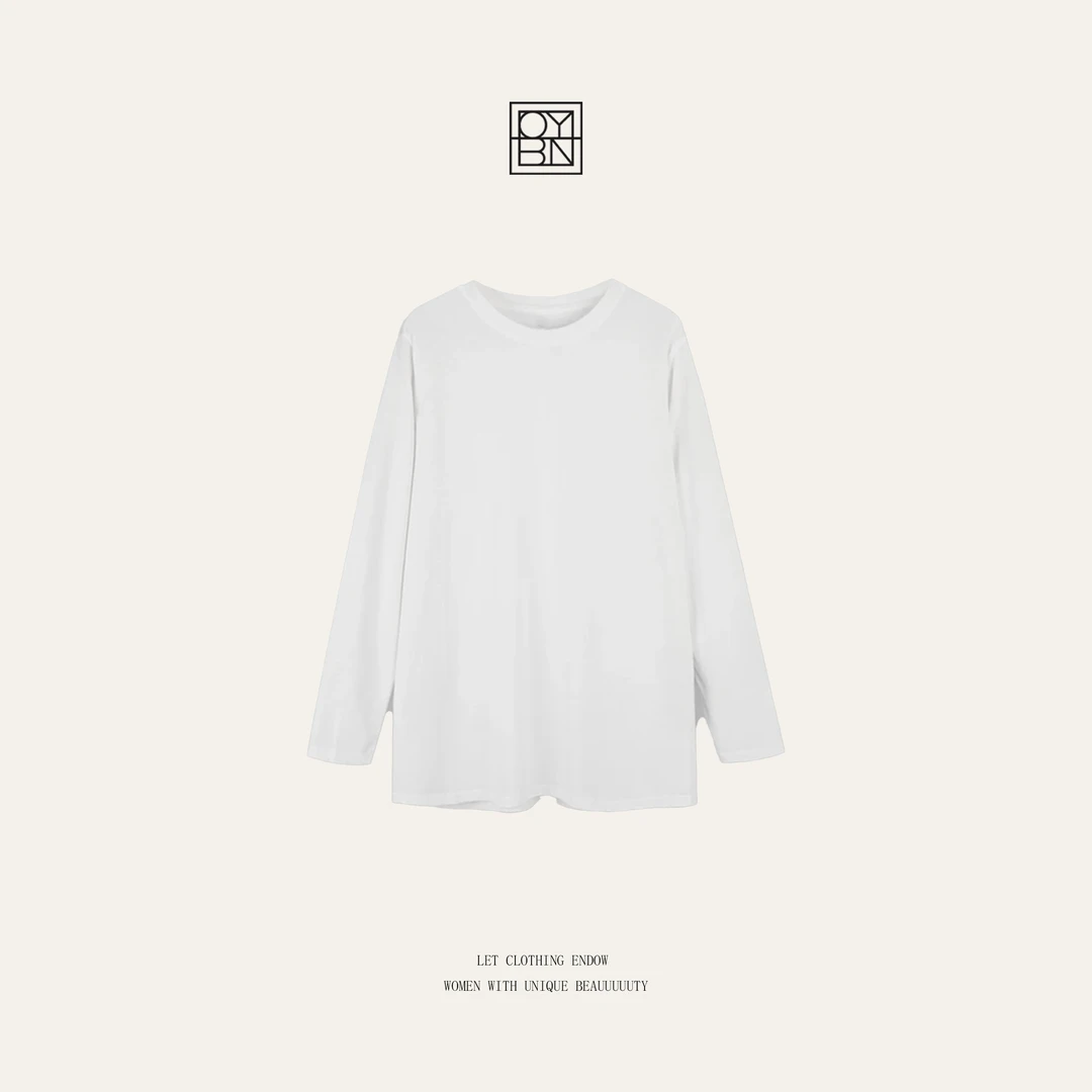 OYBN欧阳贝妮【一步到位】微胖大码纯色简约百搭长袖T恤打底衫1687
