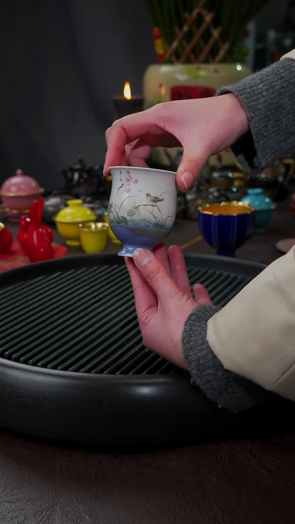 【闪购商品】杯【宜景窑柴烧】手绘花鸟杯子