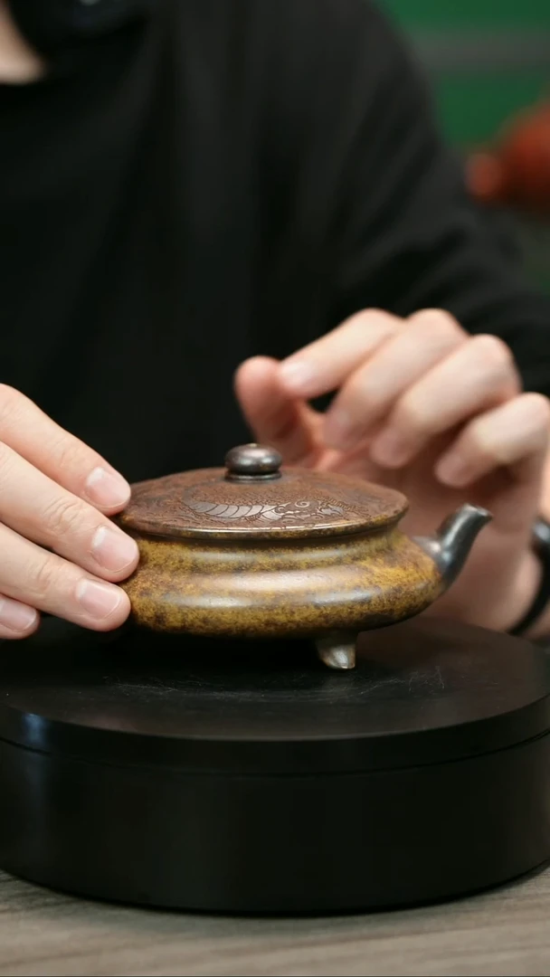 茶壶紫砂?****️H2134李小琴柴烧大明扁炉