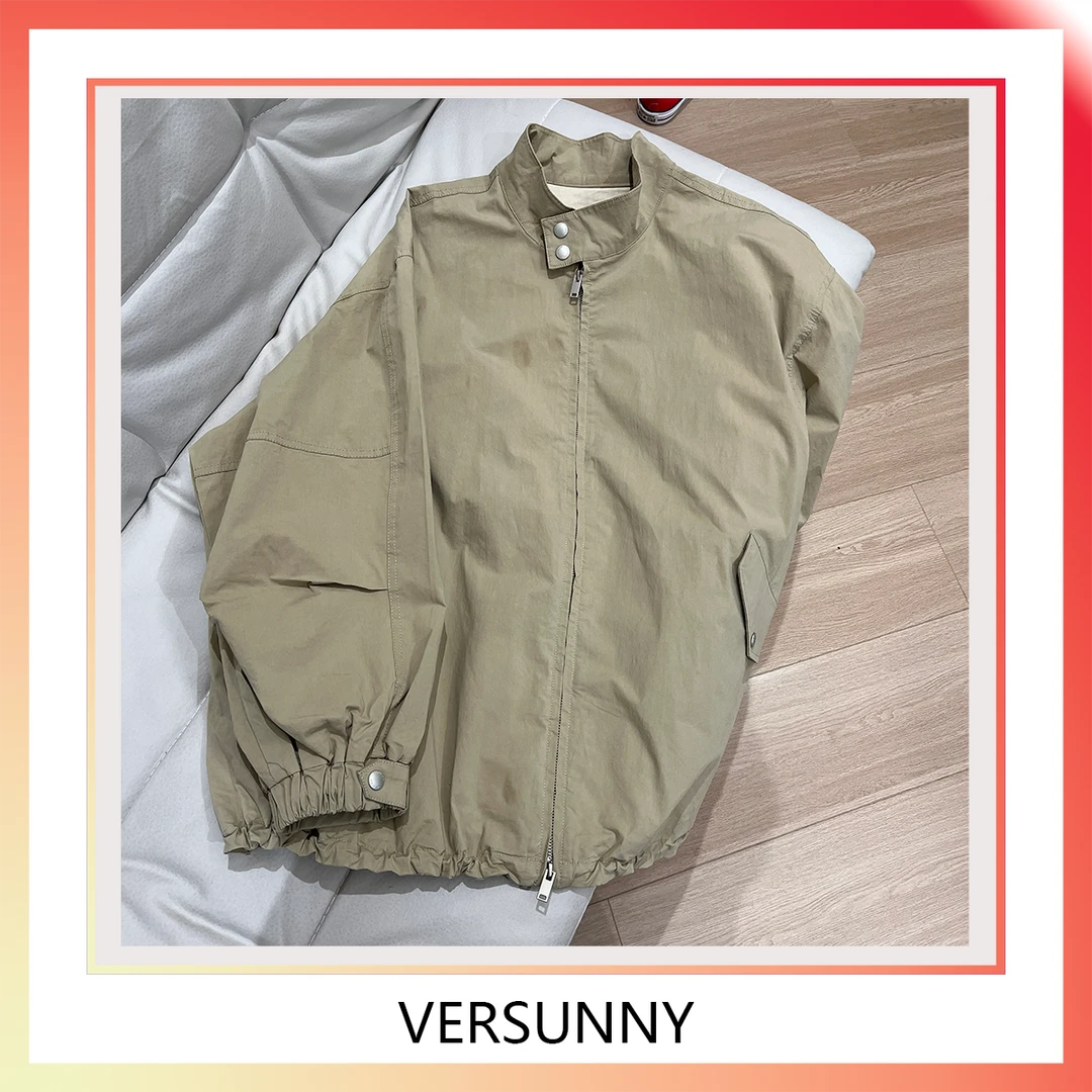 (3956)新款宽松帅气慵懒立领风衣外套