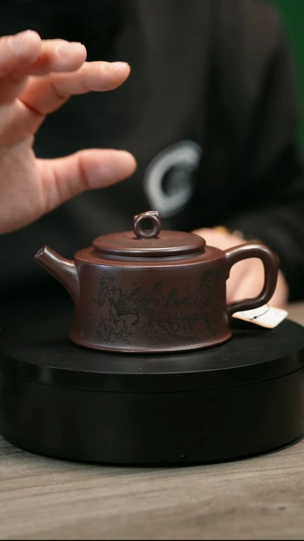 茶壶紫砂高H2474王芳刻绘马到成功