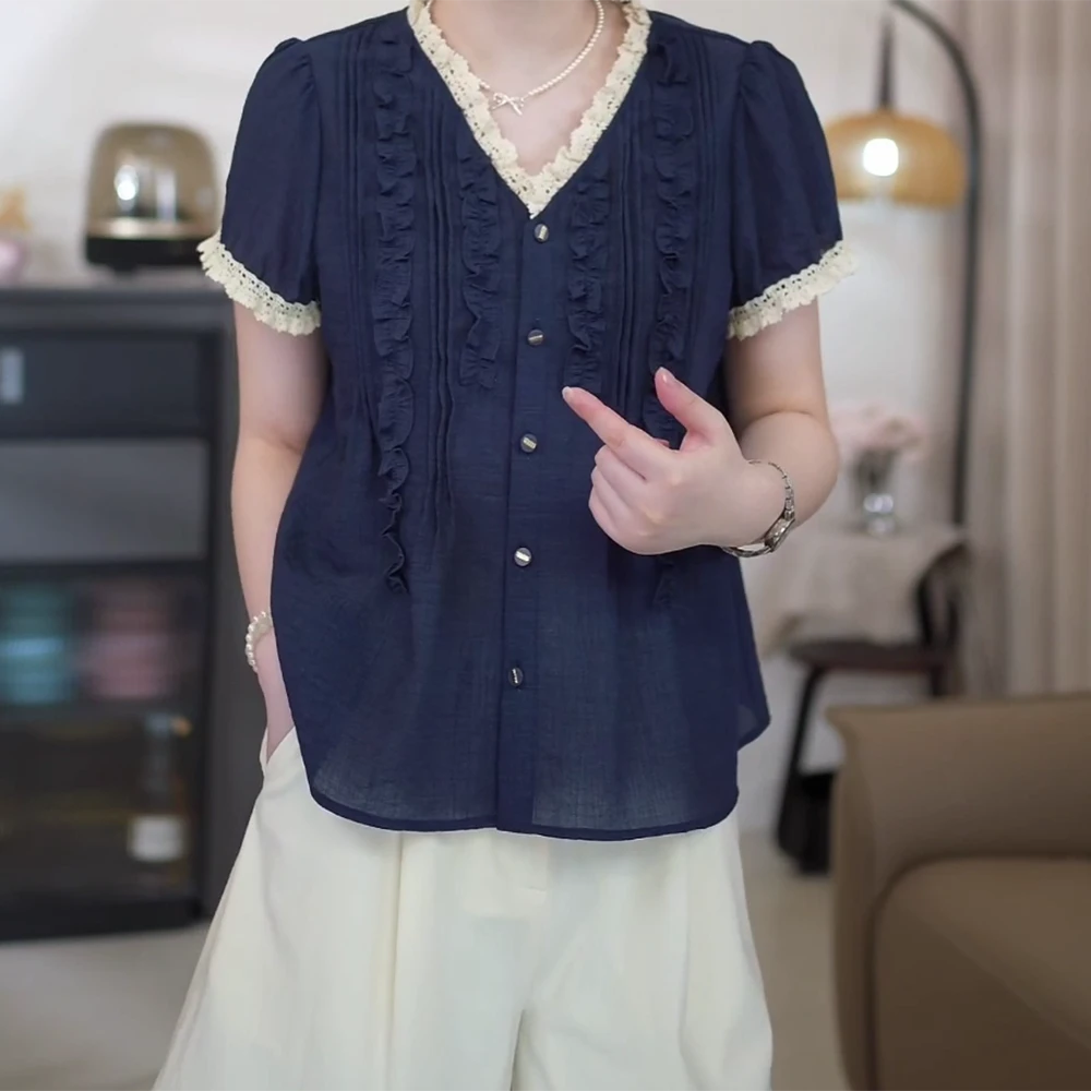 2025夏季新款镂空轻薄透气百搭通勤减龄衬衫C5562