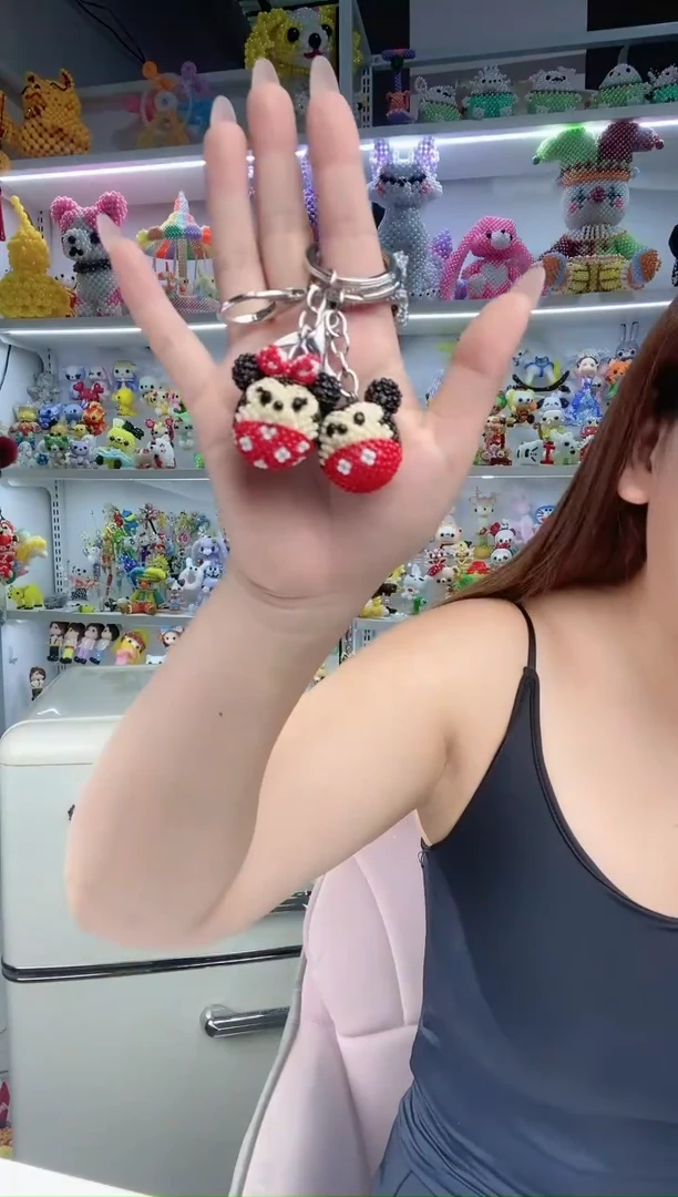 玻璃2416卡4水晶情侣米奇米妮大头挂件材料包1套