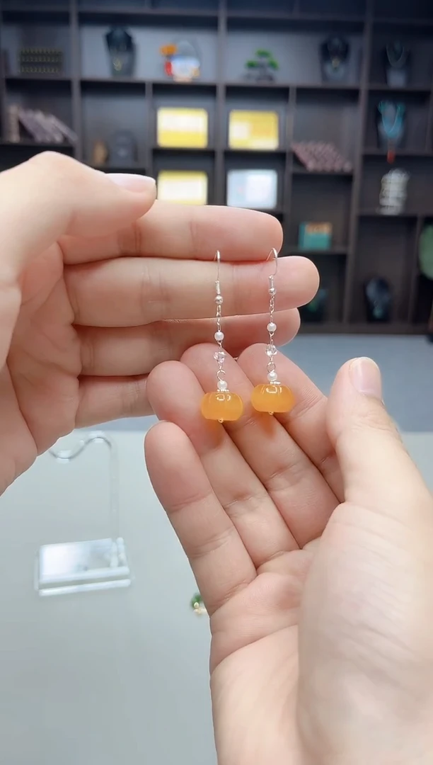 银S925镶嵌耳饰玛瑙/玉髓W06