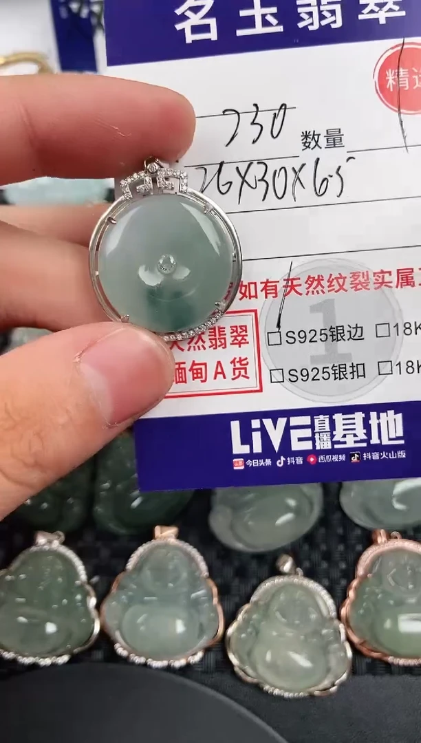 颈饰银S925镶嵌翡翠·
