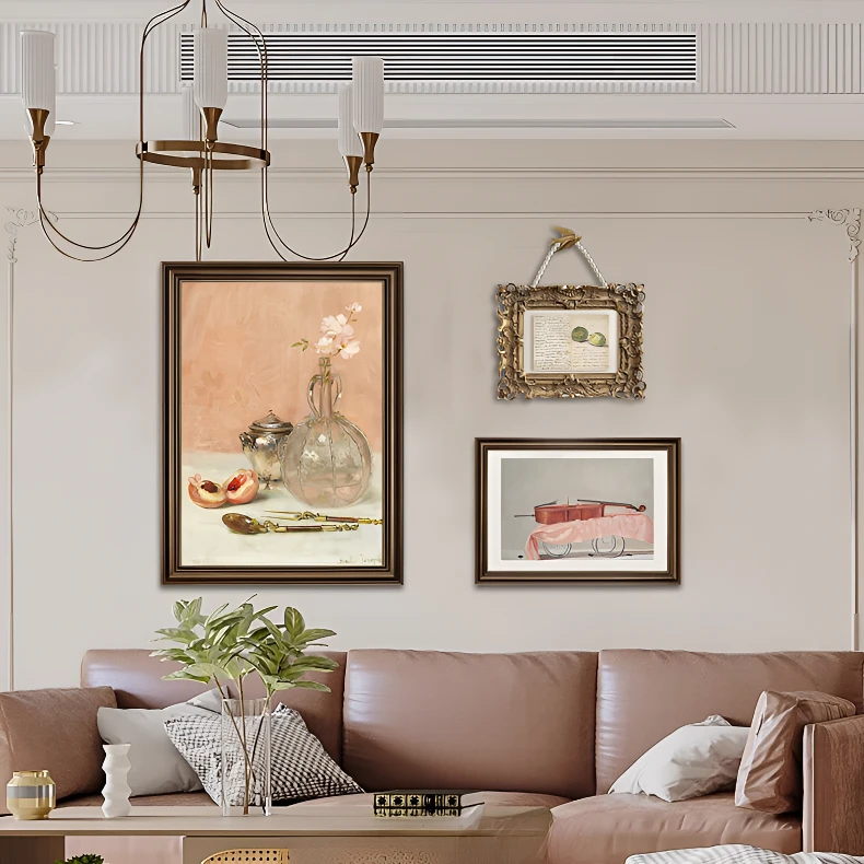 法式奶油风客厅沙发背景墙挂画组合画小清新原木风餐厅斗柜装饰画