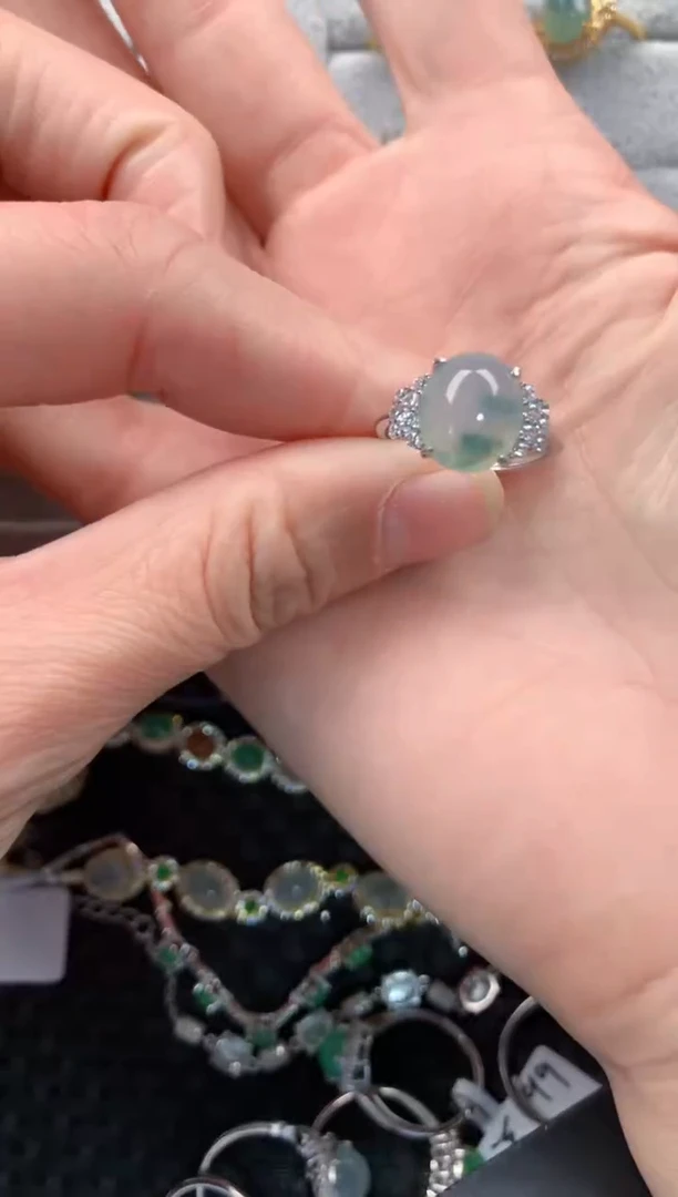 银S925镶嵌戒指翡翠555   9