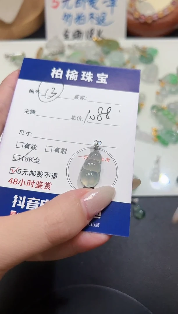 颈饰18K金镶嵌翡翠佳?13豆子
