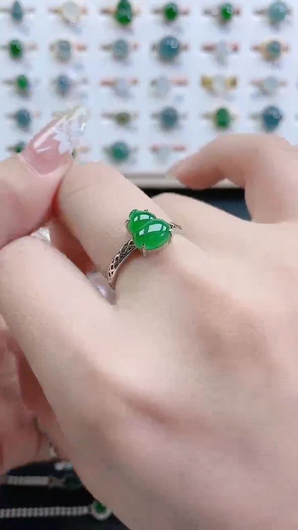 银S925镶嵌戒指翡翠天然翡翠