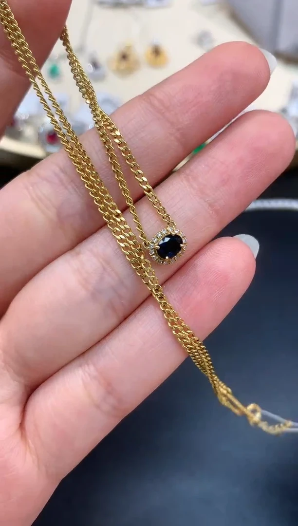 【闪购商品】蓝宝石项链18K金镶嵌A141|2980