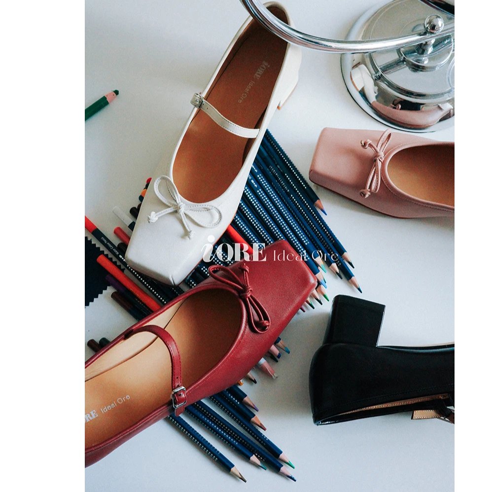 理想矿石设计师原创2025新款柔美有力立体方型鞋头芭蕾玛丽珍单鞋