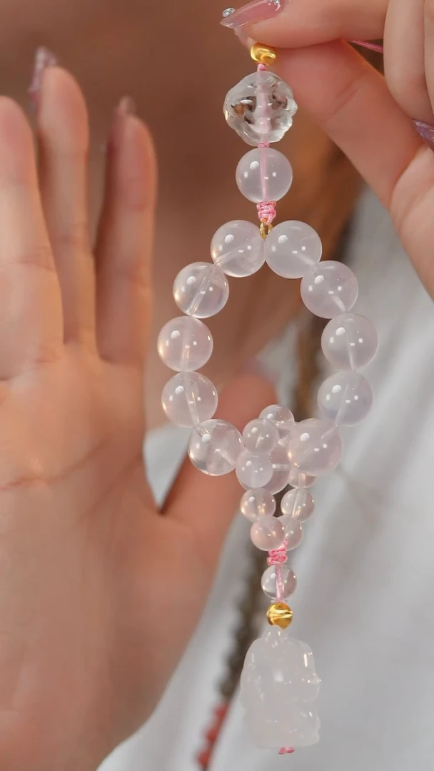 车挂未镶嵌水晶F108 粉水晶狐狐车挂