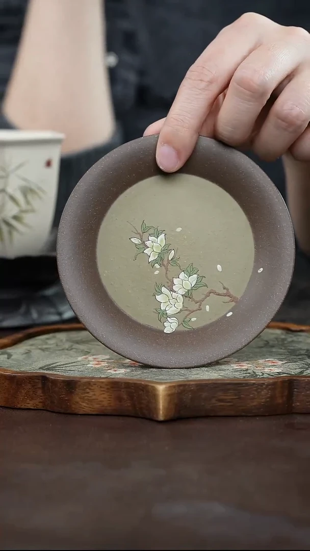 九隐茶器双色粉浆杯垫