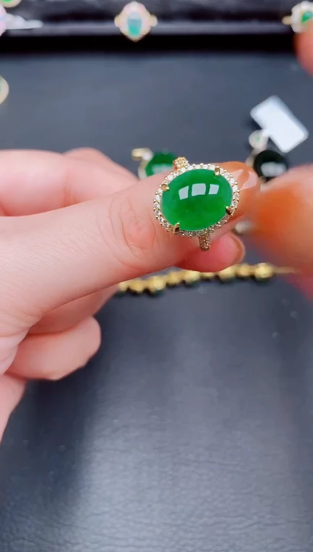 【闪购商品】翡翠戒指银S925镶嵌天然a货翡翠262