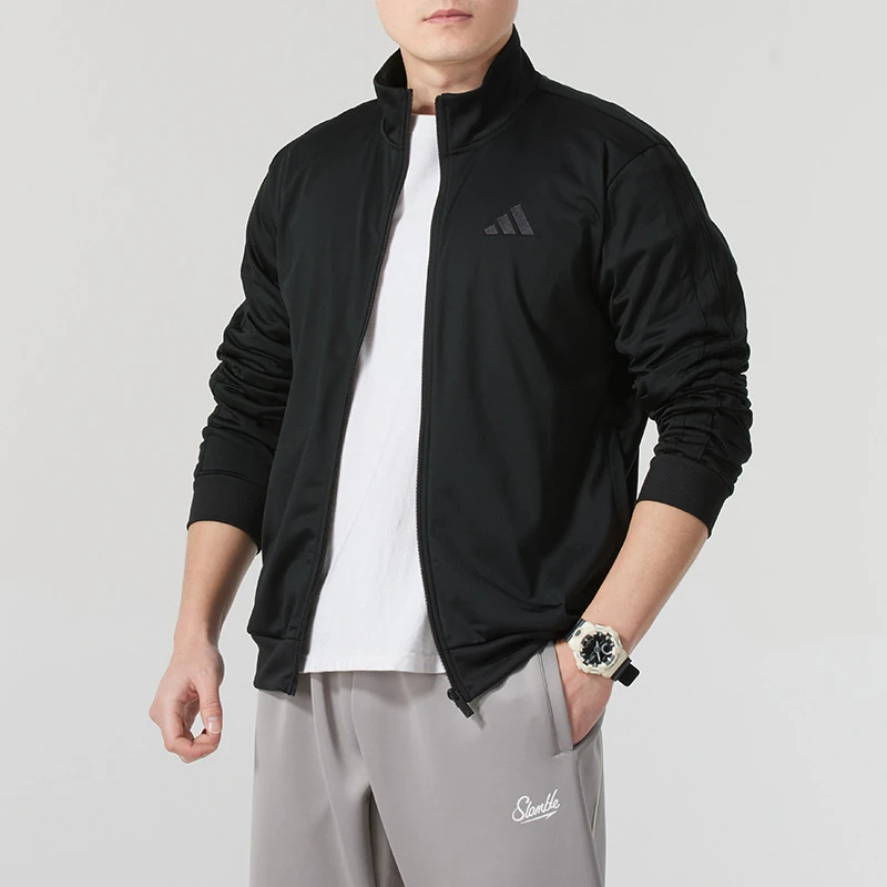 「抖音冬日穿搭」阿迪达斯针织夹克男装时尚运动服休闲外套JI8818