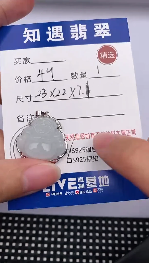 翡翠银S925镶嵌颈饰挂件