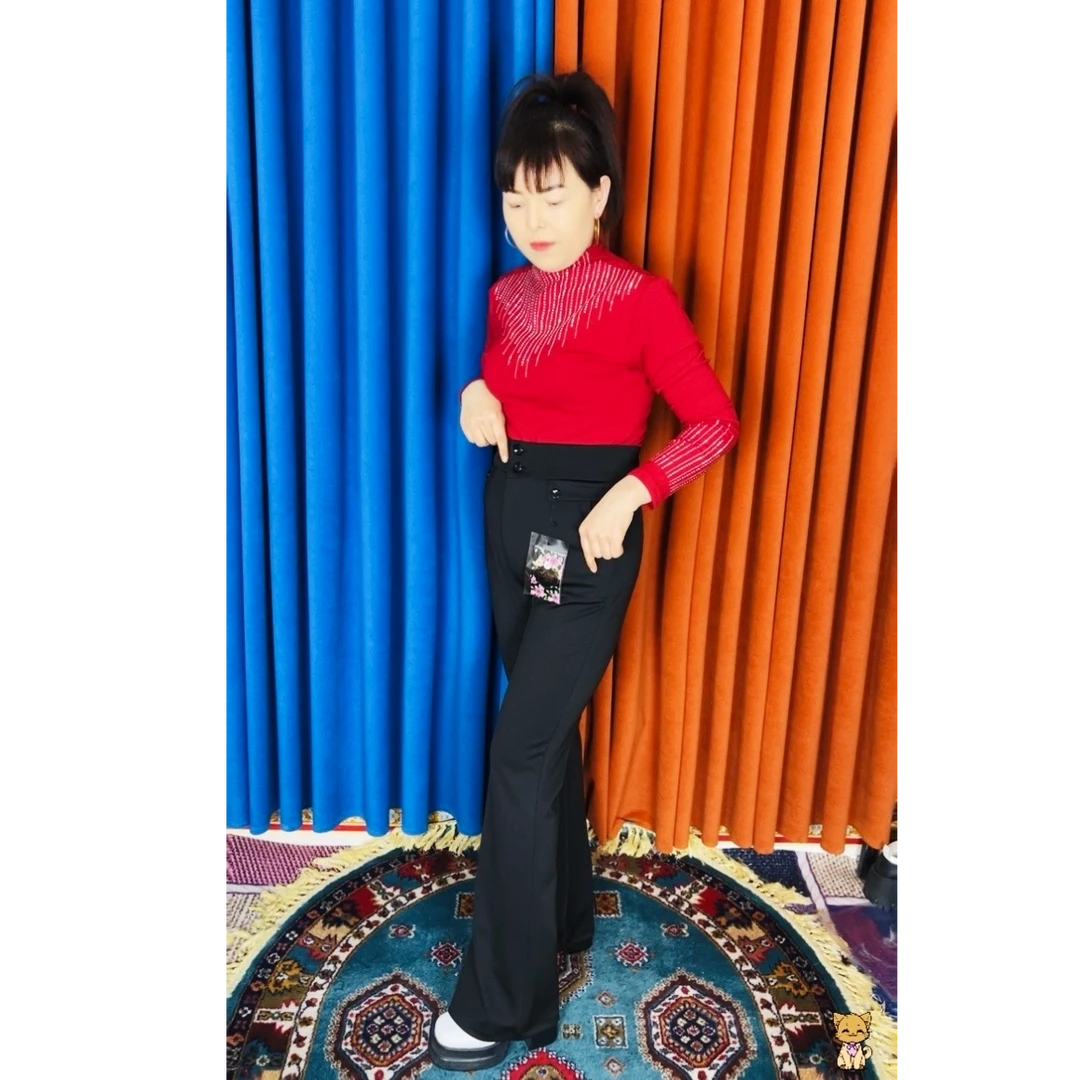 新款高腰黑色女士休闲裤