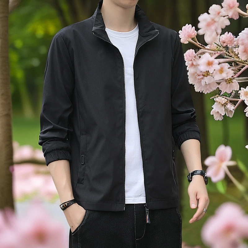 2024男士新款休闲防风修身薄款运动外套春秋季潮流百搭夹克必