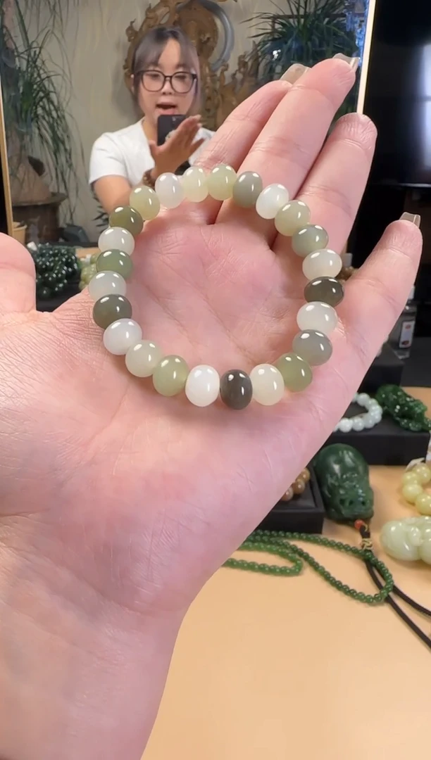 手串未镶嵌和田玉算盘手串卡9