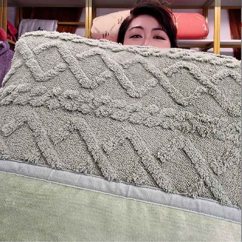 加厚加棉牛奶绒被冬季保暖双人加厚被子1