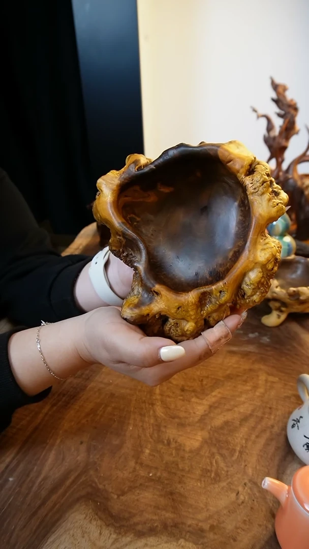 【闪购商品】D鹰瞳手作麻梨中号果盘