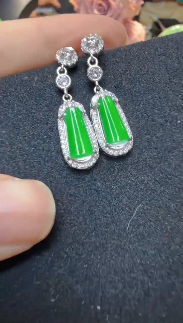 银S925镶嵌翡翠耳饰多样性团购发一件