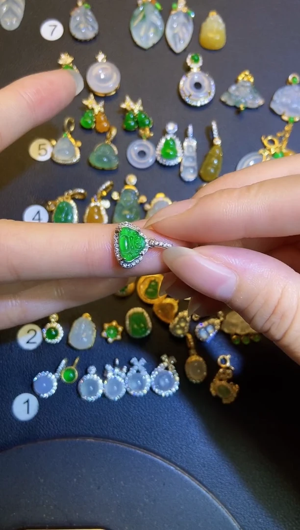 吊坠(不含链)银S925镶嵌翡翠1