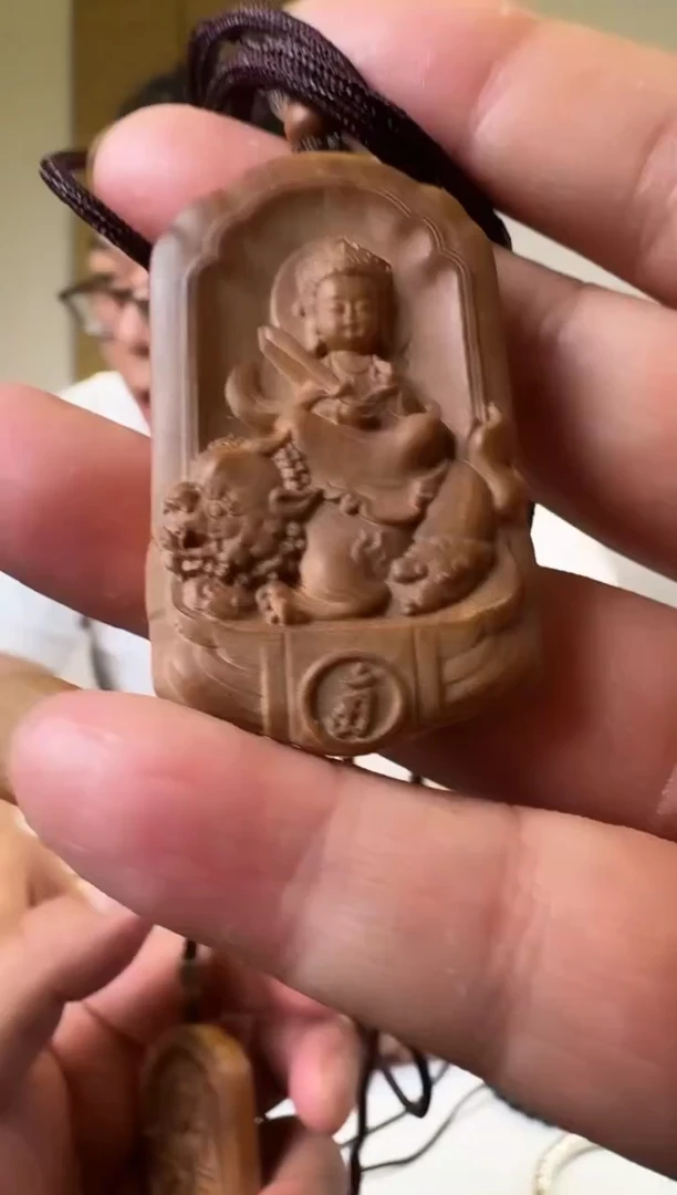 檀香木无事牌坐狮