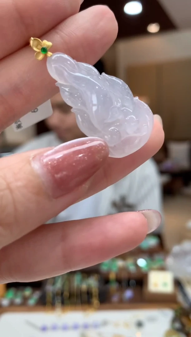 翡翠18K金镶嵌吊坠(不含链)狐狸