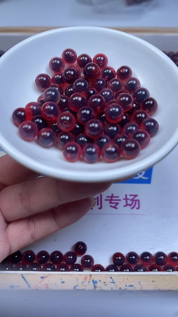未镶嵌散珠玛瑙/玉髓D464 鸽血红糖心8mm10个9.9元